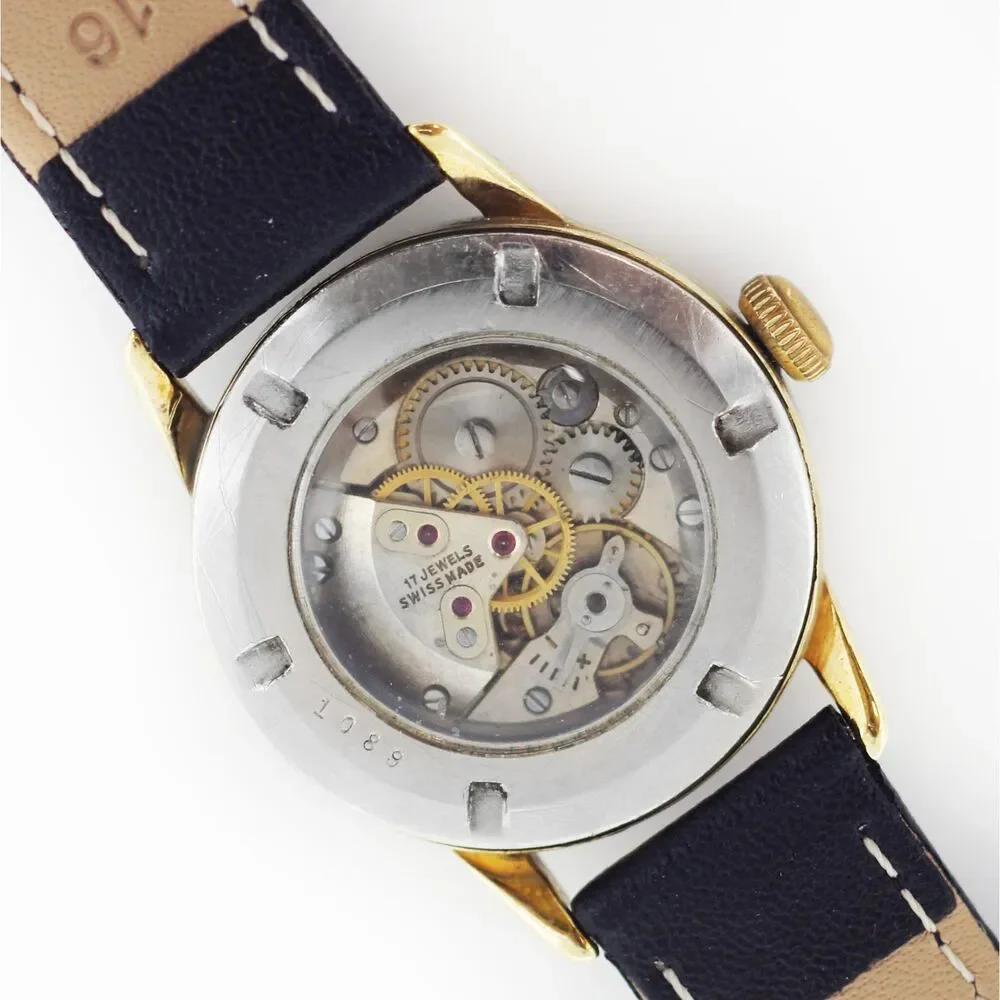 Royce Vintage17 Jewels Mechanical Black & Gold Art Deco Dial Watch